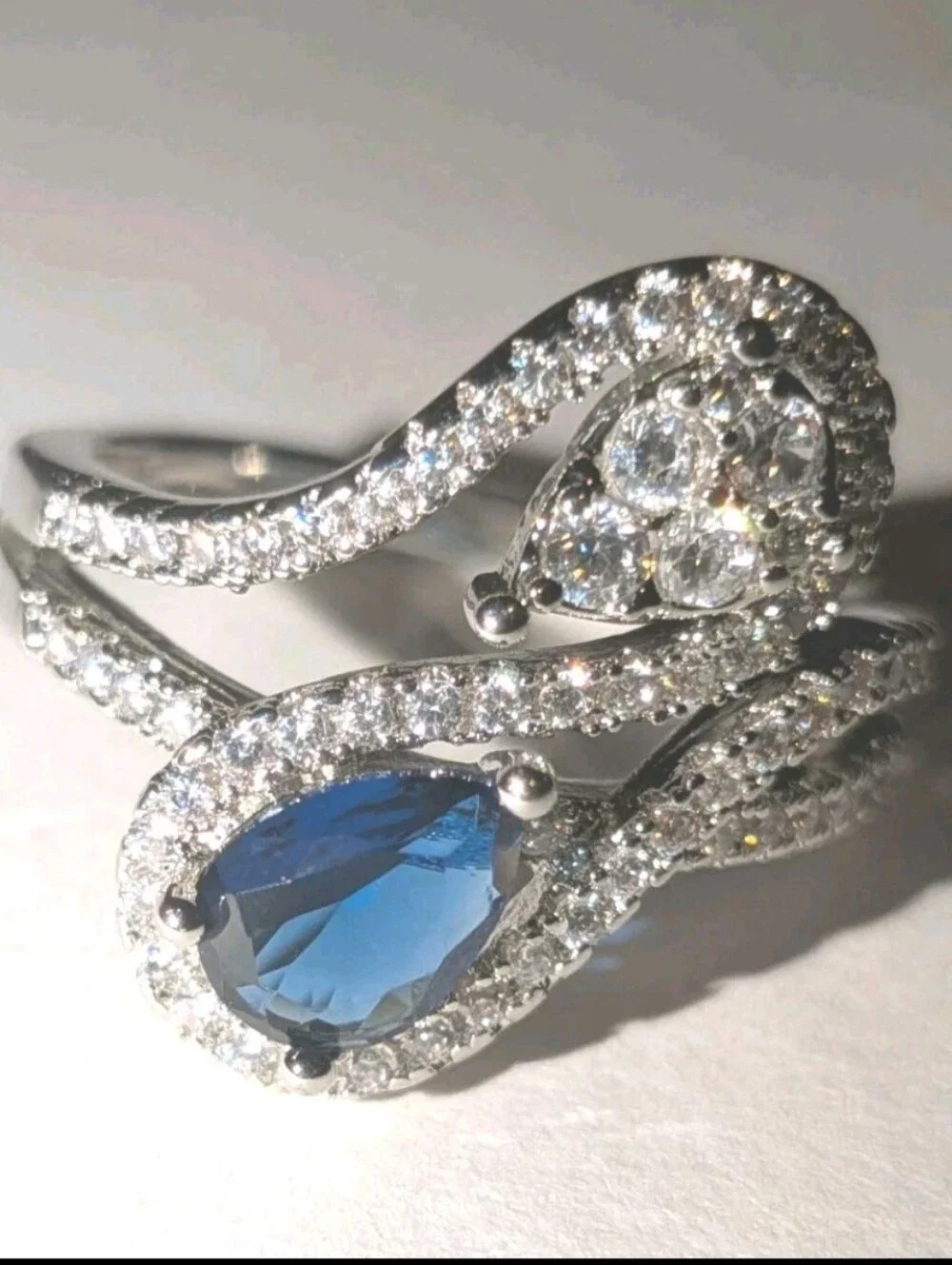 14k White Gold Plated 2.50 Ct Round Lab-Created Diamond Bypass Engagement Ring